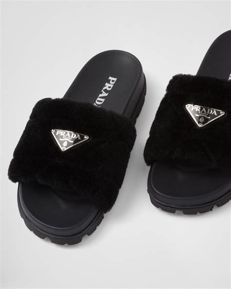 fluffy prada slides|prada slippers price.